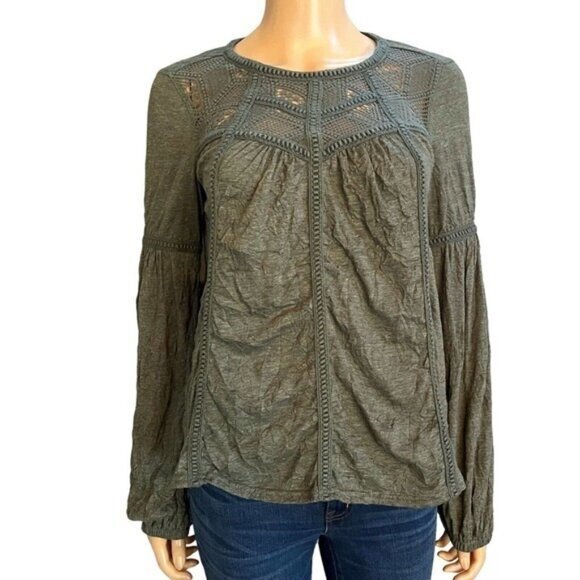 Sundance Top Blouse Size Small Boho Royal Rosie Crinkled Long Sleeve - Picture 9 of 9